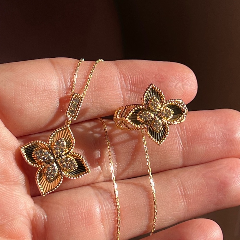 18k gold Necklace and Ring Set - Picture 2 of 15